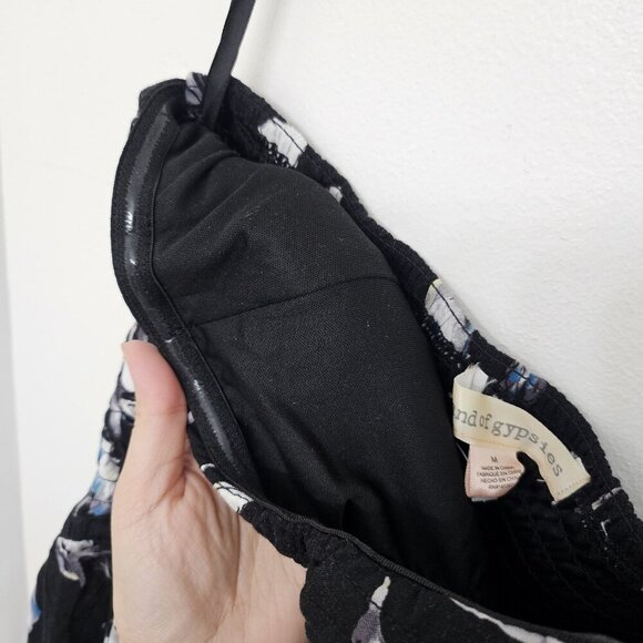 NWT Band of Gypsies Women’s Black Florals Strapless Sweetheart Jumpsuit Size M - Picture 9 of 9